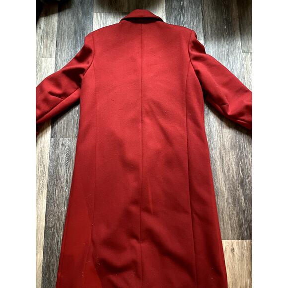 Vintage 90s Wool Red Long Duster Coat 14 Scandi Heritage Woods Soft Norm Winter - Picture 6 of 6